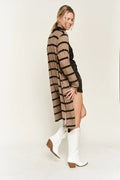 Stripe Open Front Lightweight Boutique Layering Cardigan