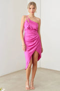 One Shoulder Wrap Dress-Orchid