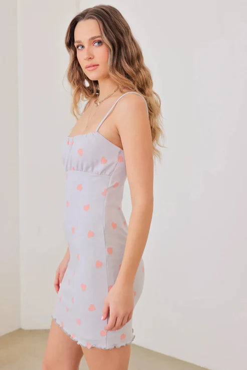 Heart Print Mini Dress